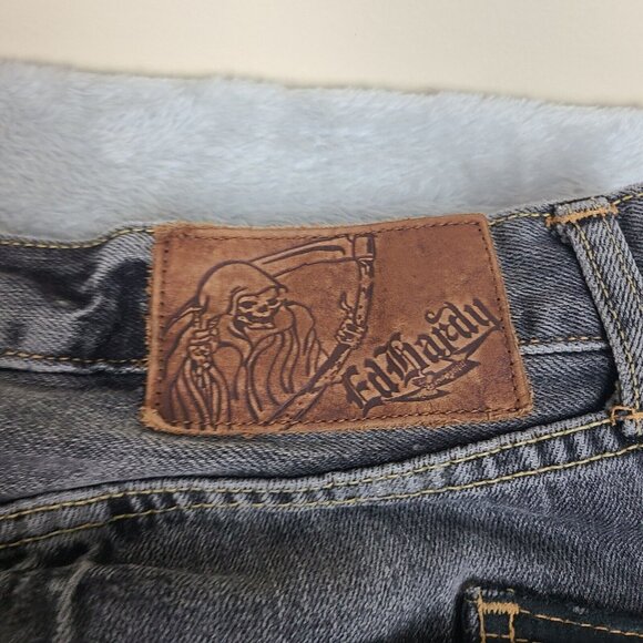 Ed Hardy Denim‎ embroidered black panther head patch leopard jean 40x34 Y2K Rare - Picture 12 of 12
